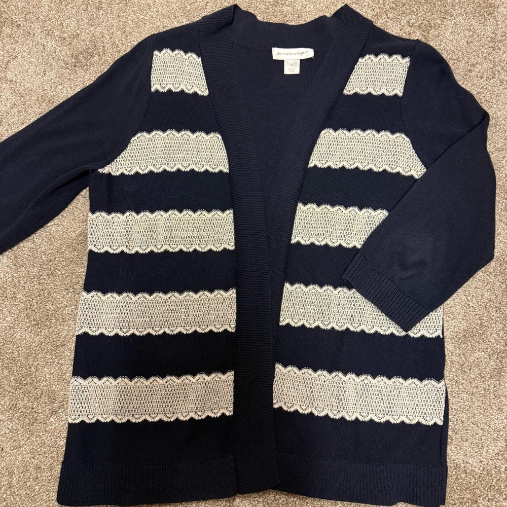C&B Navy 3/4 Sleeve open Cardigan